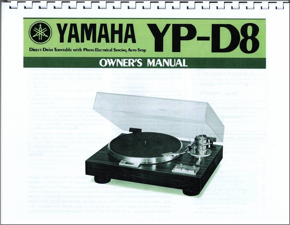Yamaha YP-D8 Turntable Owners Manual