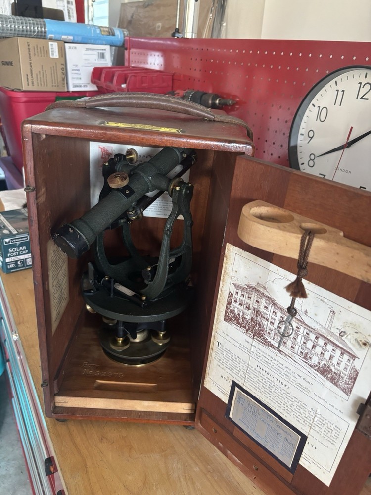 Buff & Buff Antique Engineer Surveyor Transit In Original Wooden Case