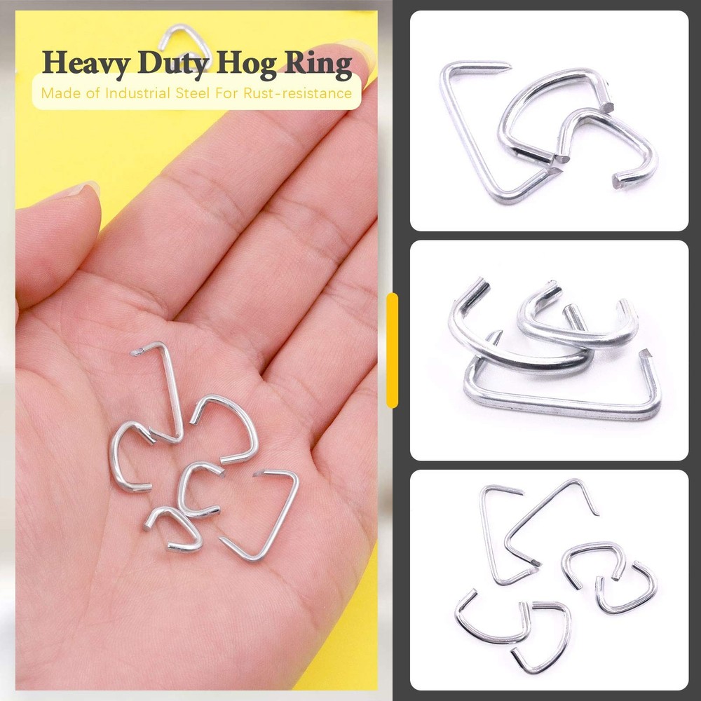 Rustark 1500 Pcs Galvanized Hog Rings Size Assorted Set with One Size, Silver