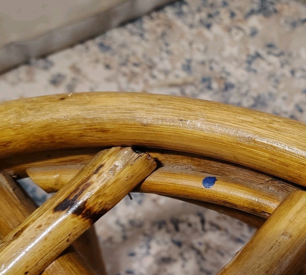 Vintage MCM Bamboo Bentwood Rattan Round Footstool Ottoman Plant Stand