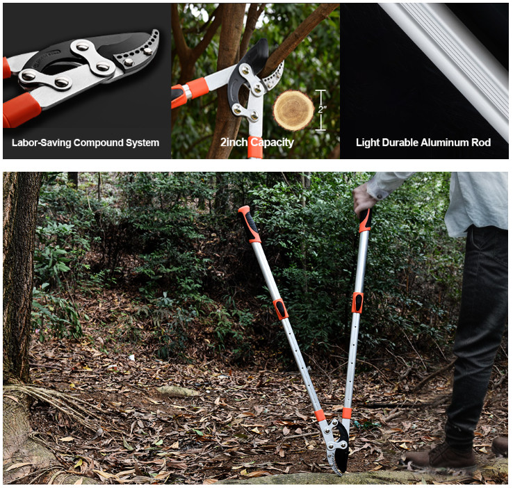41" Extendable Anvil Lopper Tree Trimmer w/ Compound Action Chop Thicker Branch