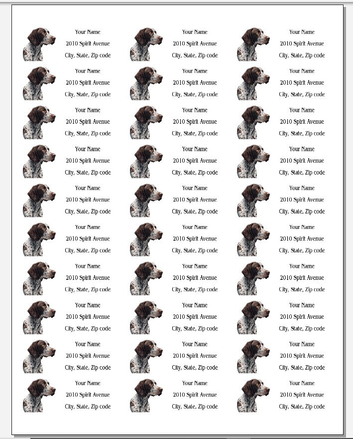 150 Pointer Dog Mailing Return Address Labels Personalized 1 x 2 5/8 in.