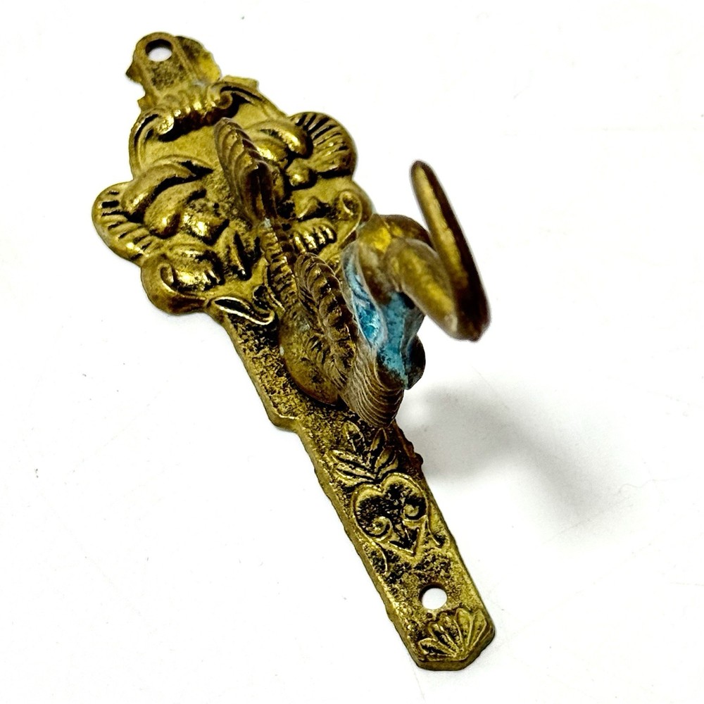 Victorian Inspired Ornate Vintage Solid Brass Wall Hook Serpent-Style Dual Faces
