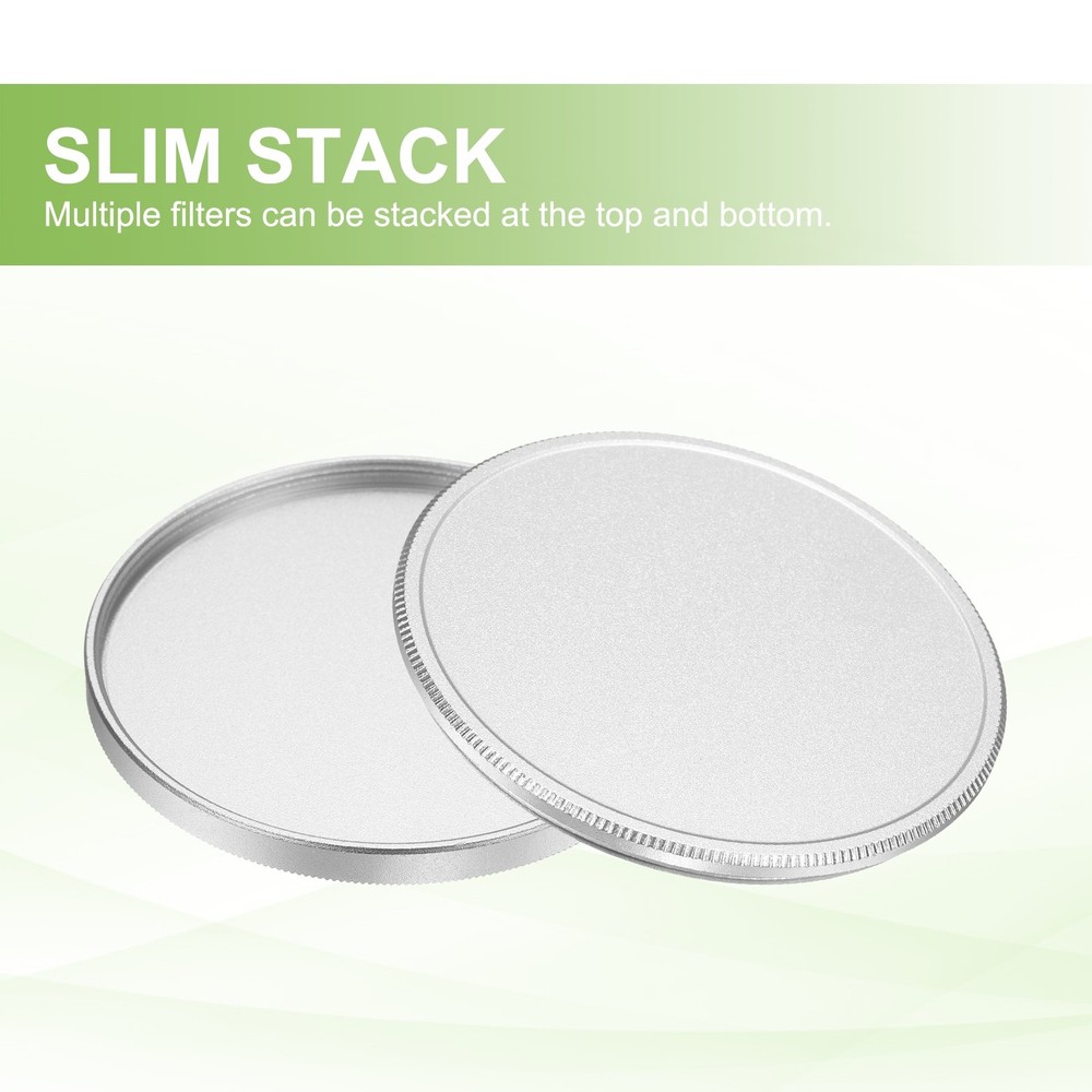 49mm Metal Lens Cap Universal Lens Filter Stack Cap Slim Stack Silver