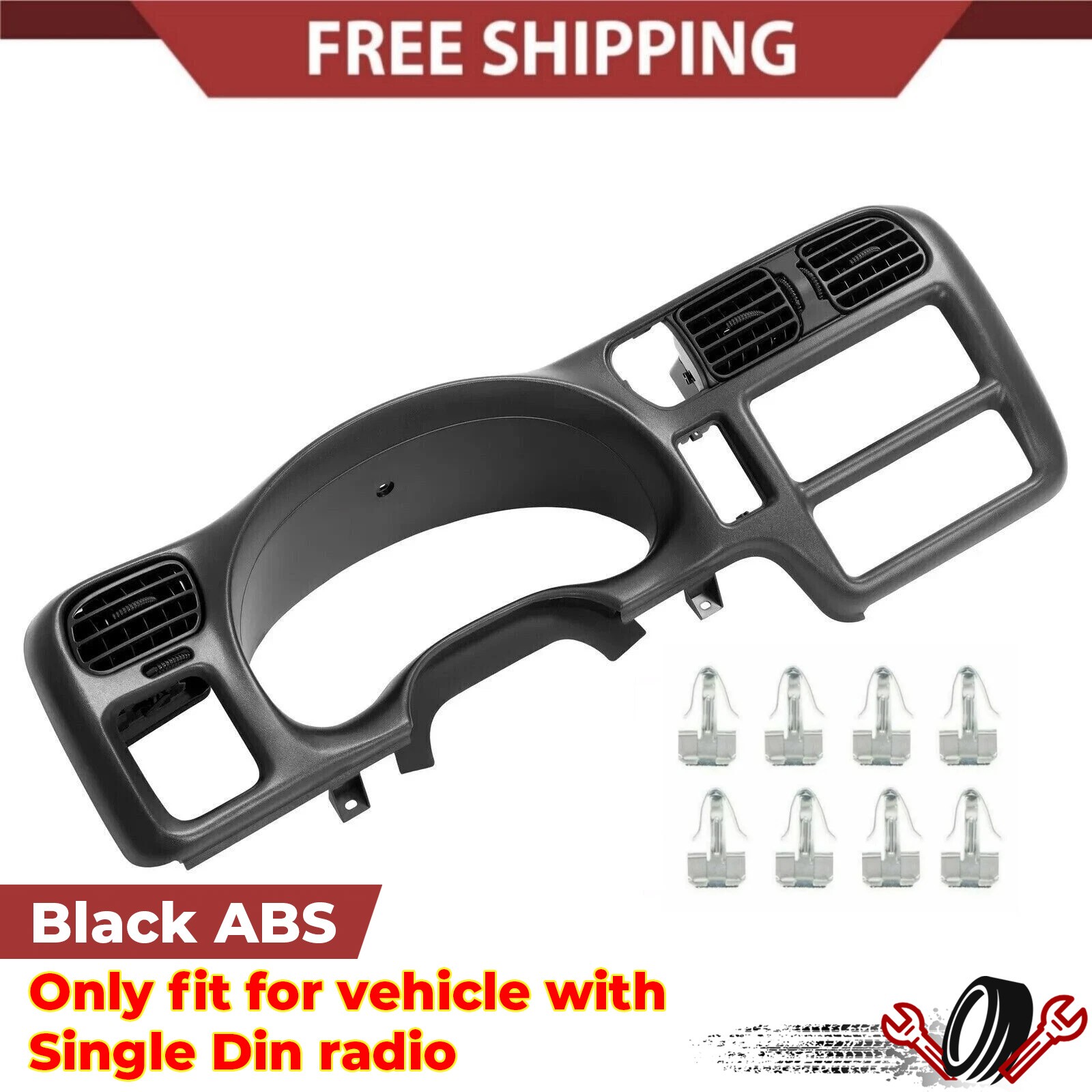 Dash Trim Bezel Single Din For 98-04 Blazer Jimmy Sonoma S10 Bravada New Black