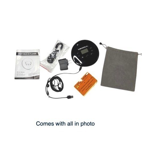 Monodeal Portable Rechargeable CD MP3 Player Programable AUX Anti-Skip 15 Hour