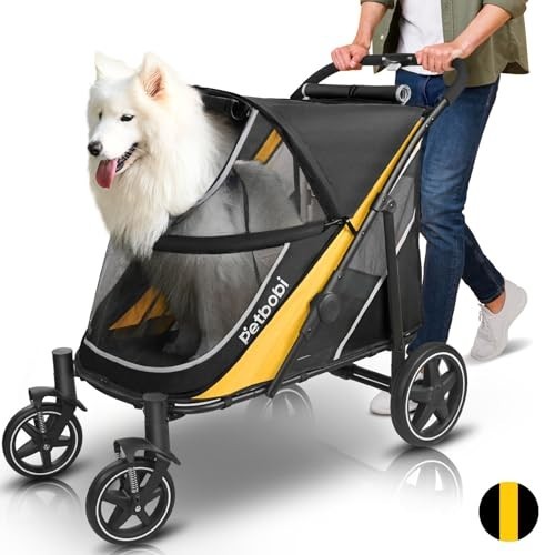 Large Dog Stroller for Medium & Large Pets - Easy Fold, Dual Entry, All-Terrain