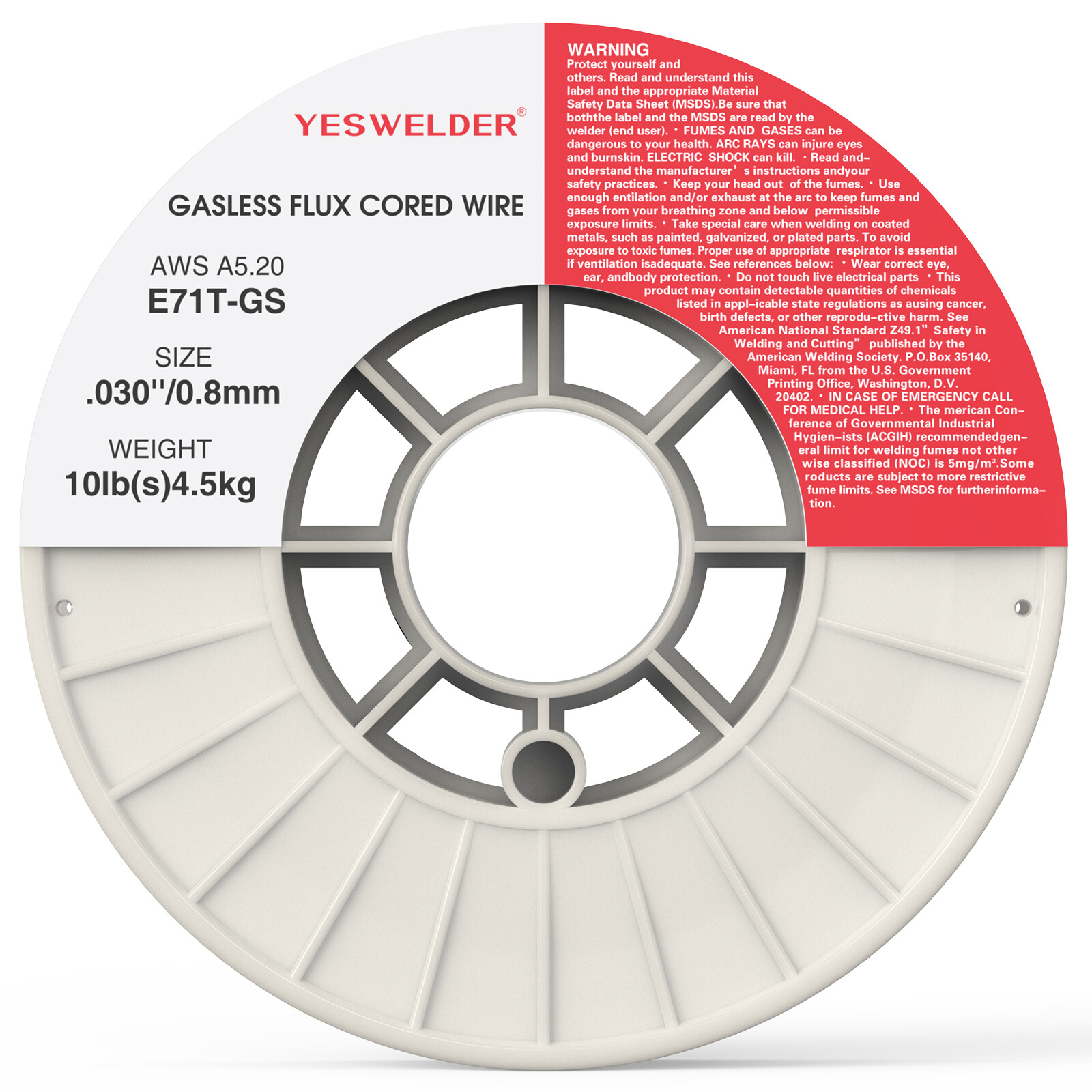Flux Core Gasless Mig Wire, Mild Steel-E71TGS .030" 0.8mm-10 Lbs Spool