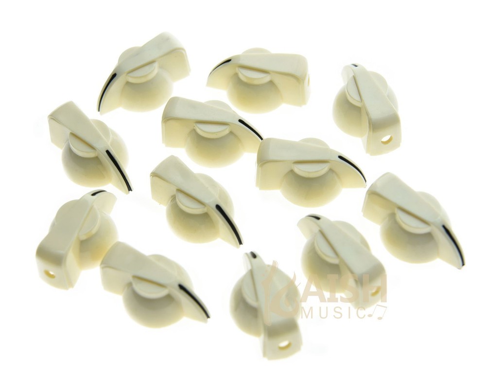 12 pcs Brass Insert Guitar Chicken Head Knob AMP Effect pointer Knob Ivory
