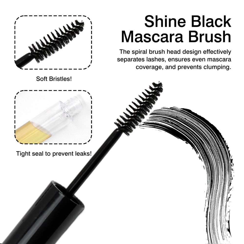 5 Pack 10ml Refillable Mascara Wand Tubes with Rubber Inserts Clear Round