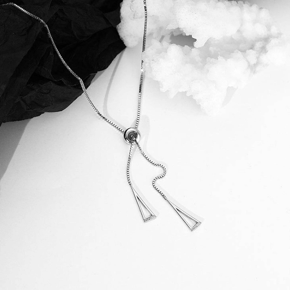 Sterling silver Geometric triangle pendant necklace