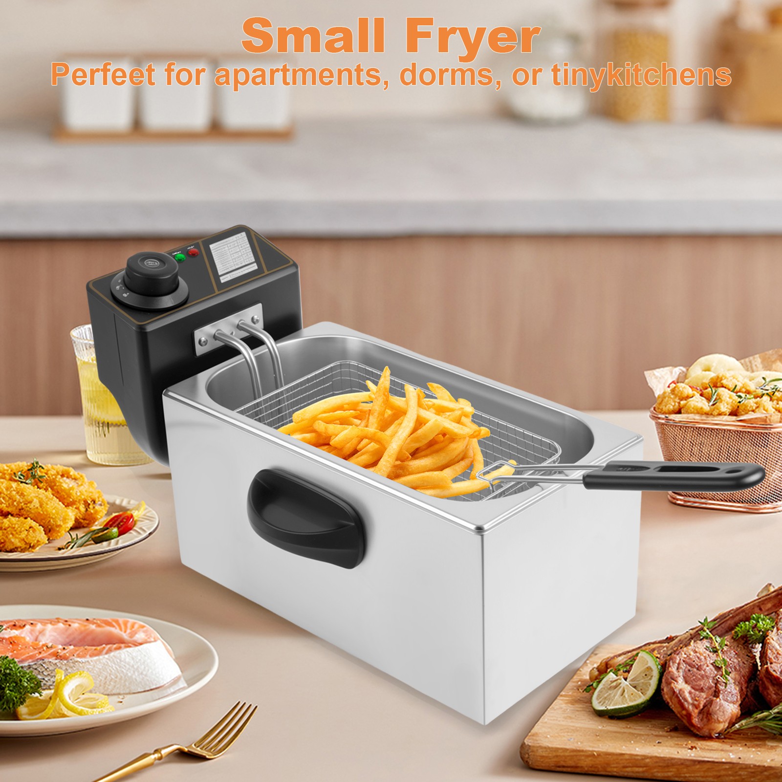 2500W 4 L Electric Deep Fryer Portable Dual Tank Basket Commercial Restaurant