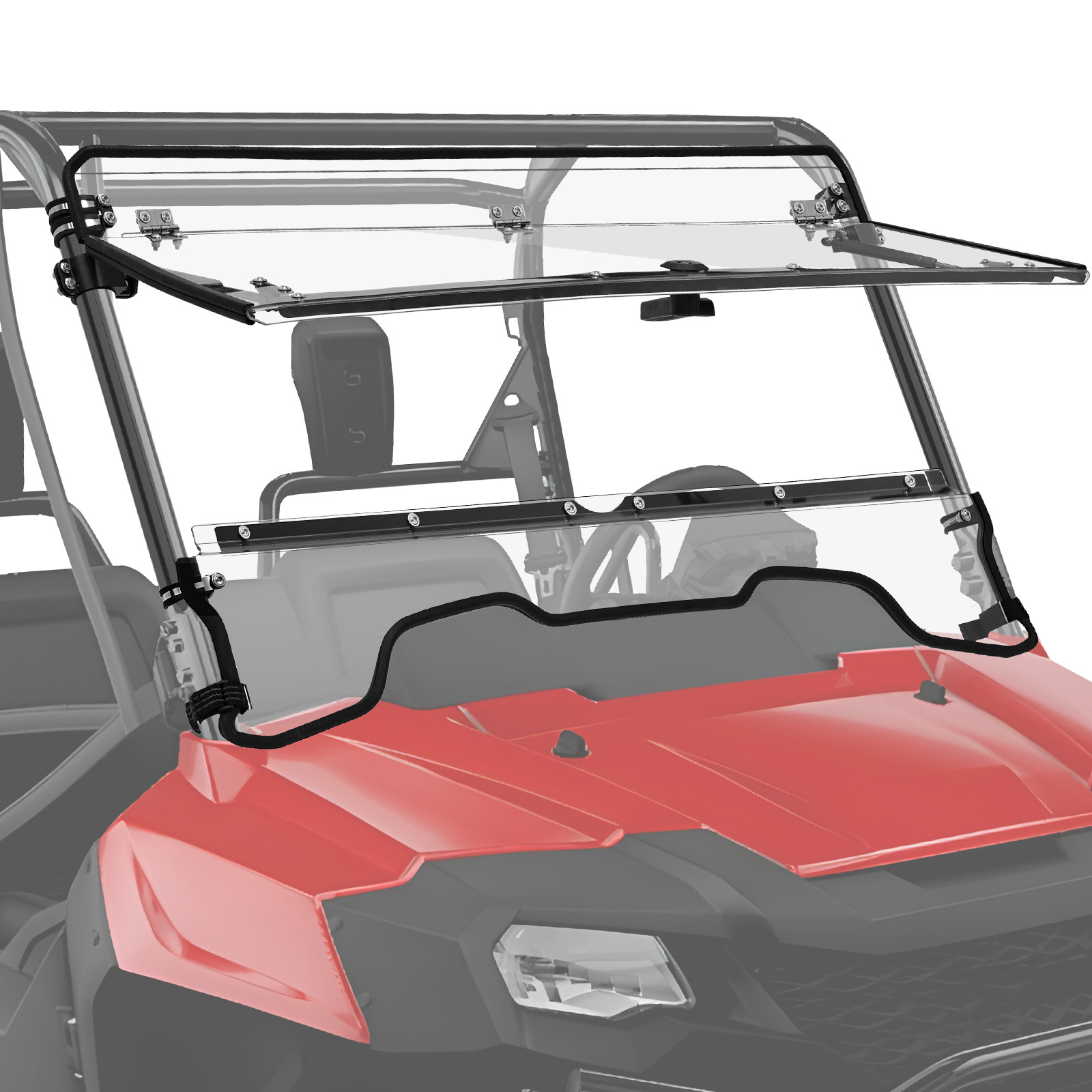 3-IN-1 Flip Up Front Windshield Window For 2014-2025 Honda Pioneer 700-2 700-4