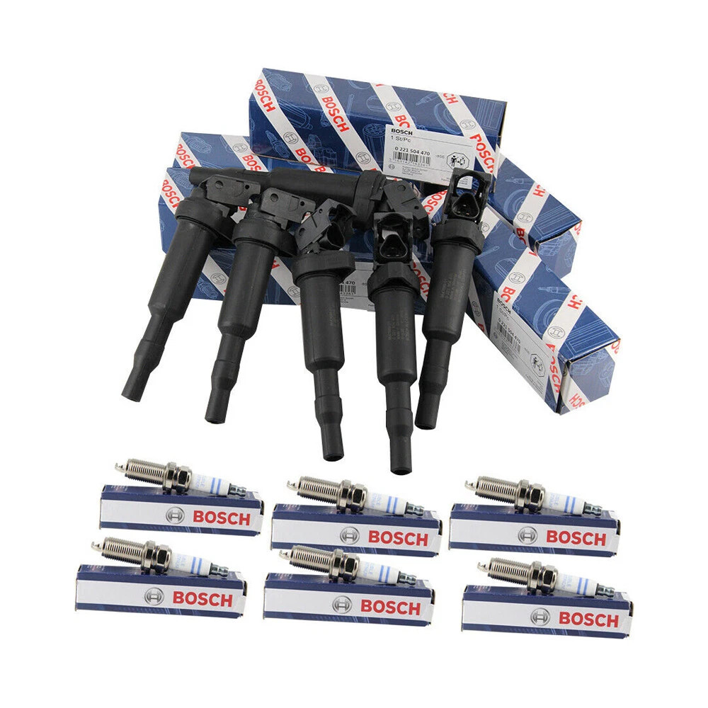 OEM 6x Bosch Ignition Coil &6 spark plug For BMW 325i 328i 525 528 530 535 X3 X5