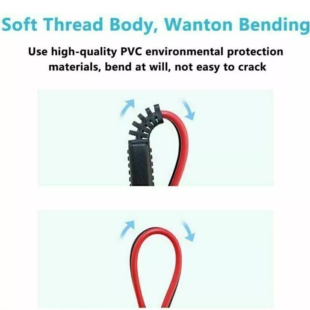 12V ~ 24V Fused Male Car Cigarette Lighter Socket Plug Connector Cable