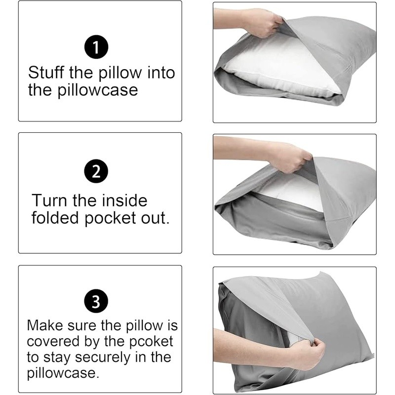 Microfiber King Pillowcases Soft Stain Resistant Envelope Closure 2 Pack New