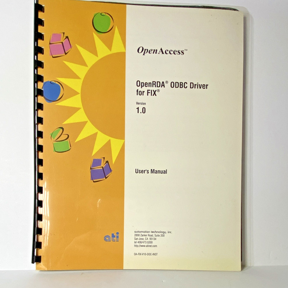 ATI OpenAccess OpenRDA ODBC Driver for FIX V1.0 Database Management CD & Manual