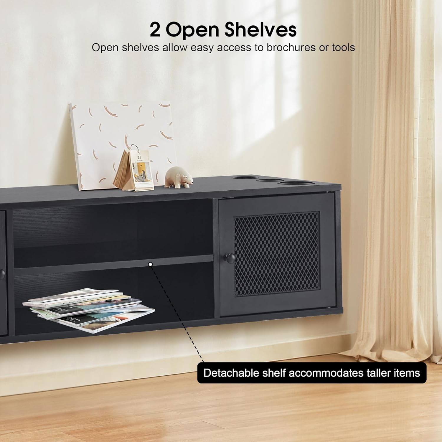 Wall Mount Barber Station for Hair Stylist Salon Stations with 3 Metal Holder