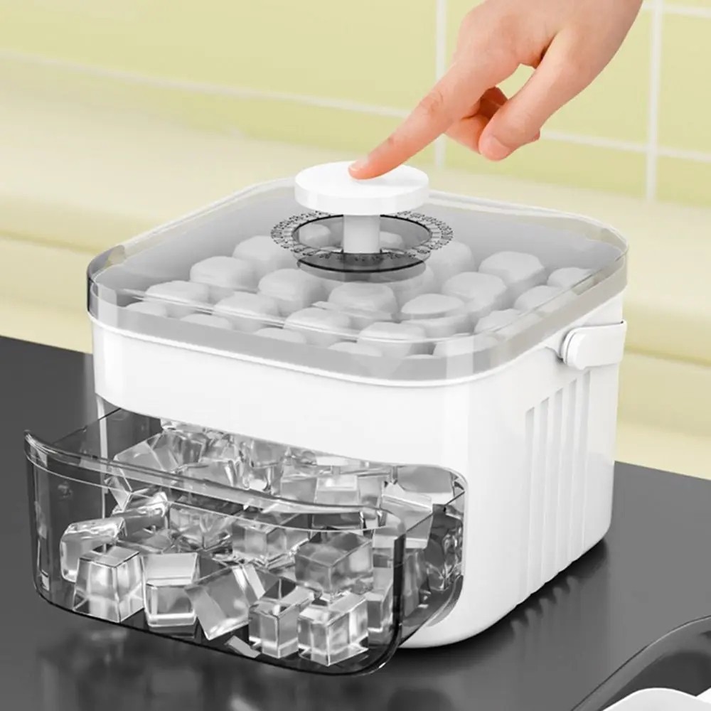 50-Cube Ice Maker Press Lid Double Layer Ice Storage Box Tray