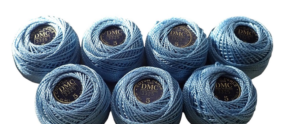 DMC #5 Embroidery Floss  Blue 7 Spools Same Dye Lot