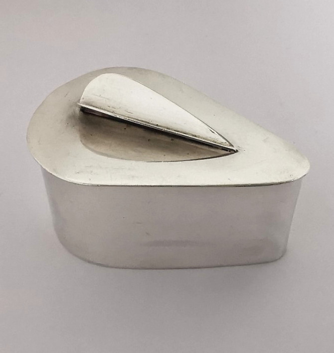 Unusual Modernist Solid Silver Box - London 1980