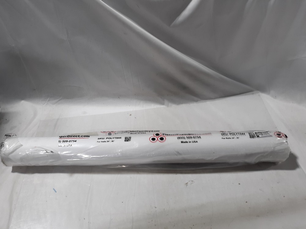 Plotter Paper Direct PolyT844 Plotter Paper – 1 Rolls, White- 36" x 500'