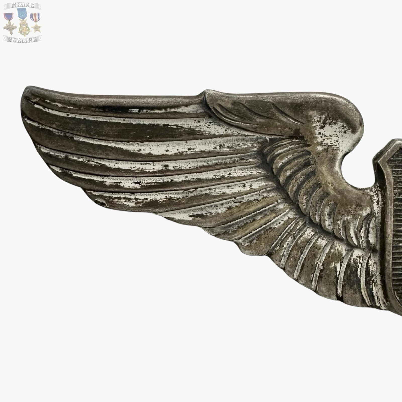 WWII USAAC SERVICE PILOT WINGS US ARMY AIR FORCES 3” SIZE STERLING WW2 #279