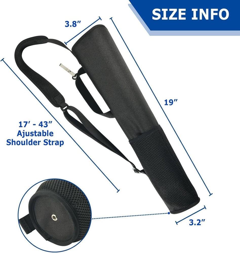 Durable Nylon Archery Quiver with Mesh Pockets - Adjustable Length & Easy Access