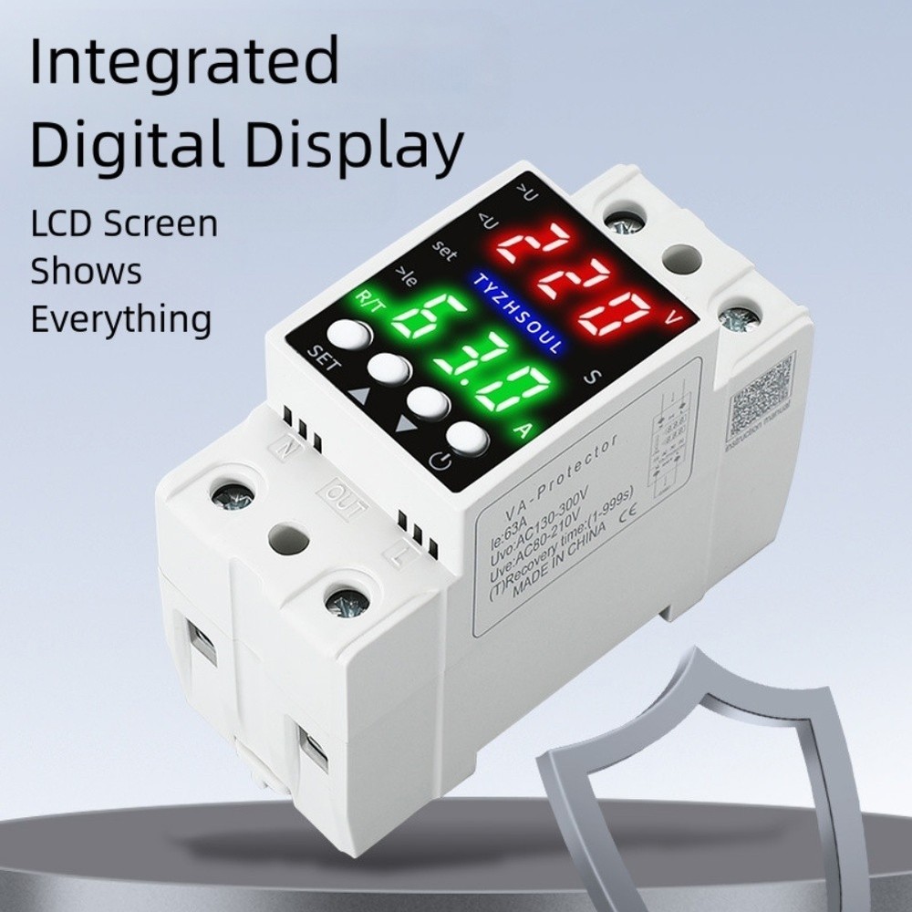 Dual LCD Voltage Protector with Smart Over Under Current Electrical Protection