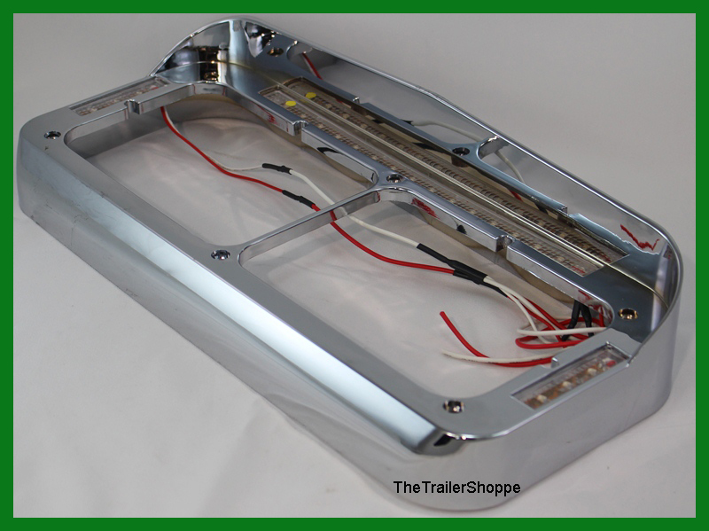 Headlight Bezel With Visor Rectangular Dual Lights 21 Amber LED Clear Lens