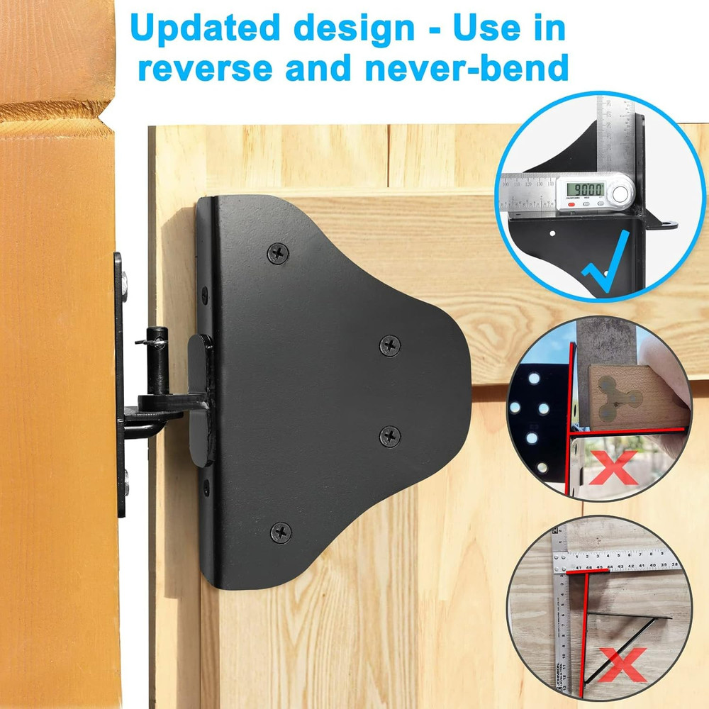 Fence Gate Kit Gate Hardware with Gate Latch - Updated 90 Degree Right Angle Gat