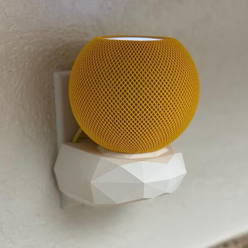 HomePod mini outlet stand US plug • low poly • white