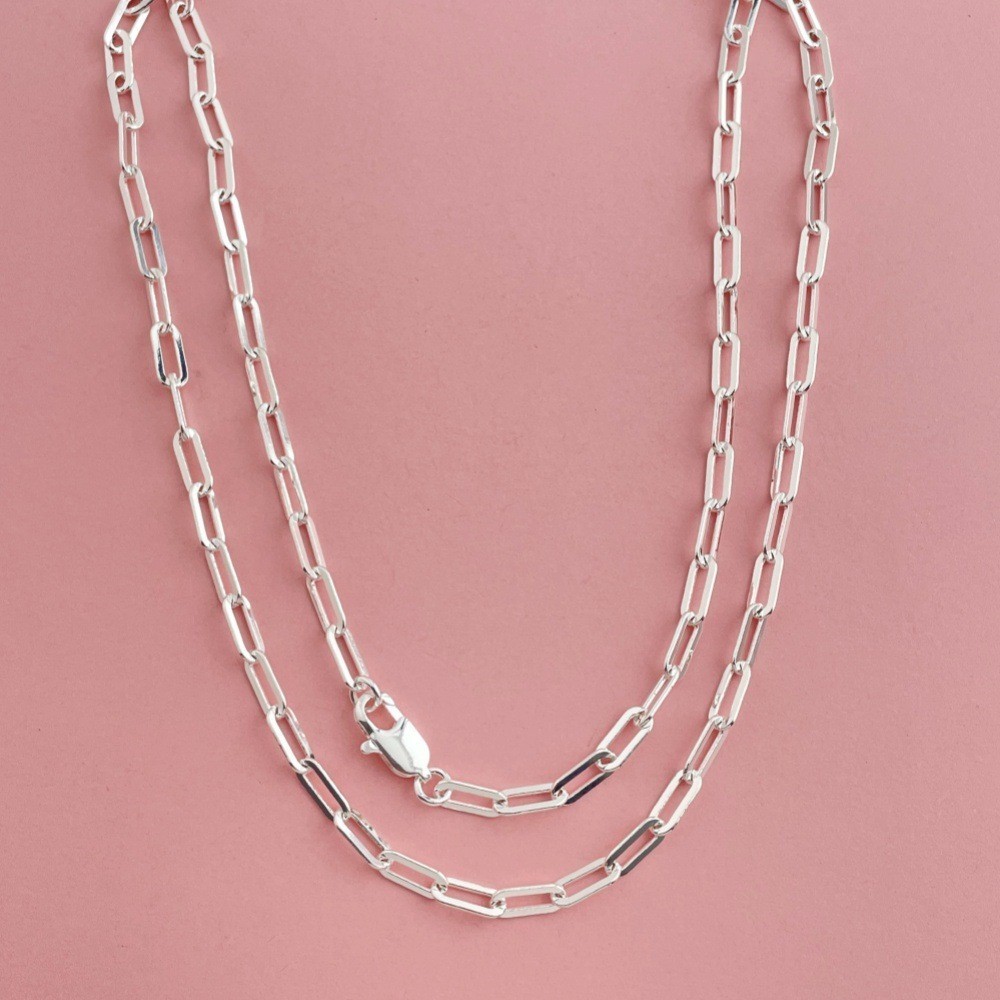 925 Sterling Silver 4mm Paperclip Link Chain Necklace Unisex #N277
