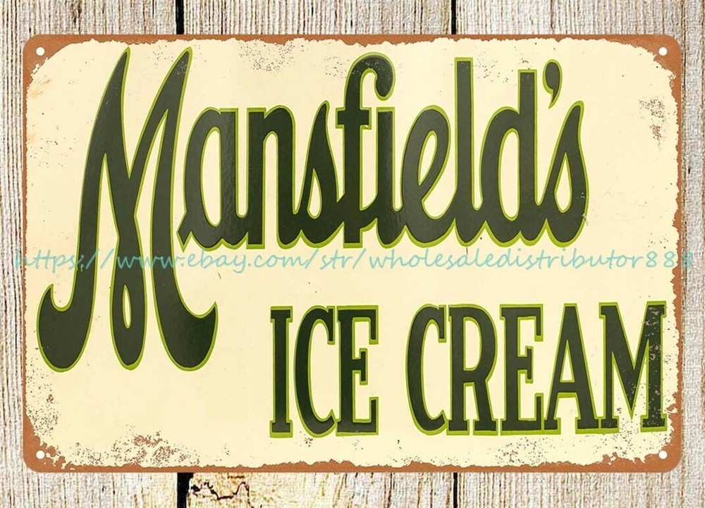 Mansfield's Ice Cream metal tin sign bedroom interior
