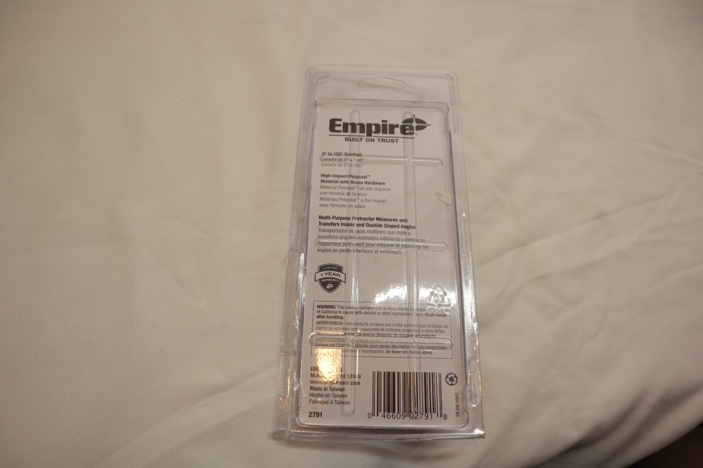 (NEW) EMPIRE LEVEL 2791 POLYCAST HI-VISIBILITY LIGHTWEIGHT PROTRACTOR ***