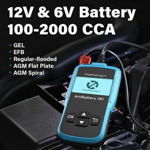 TOPDON AB101 Battery Tester 12V Load Charging System Analyzer 100-2000CCA