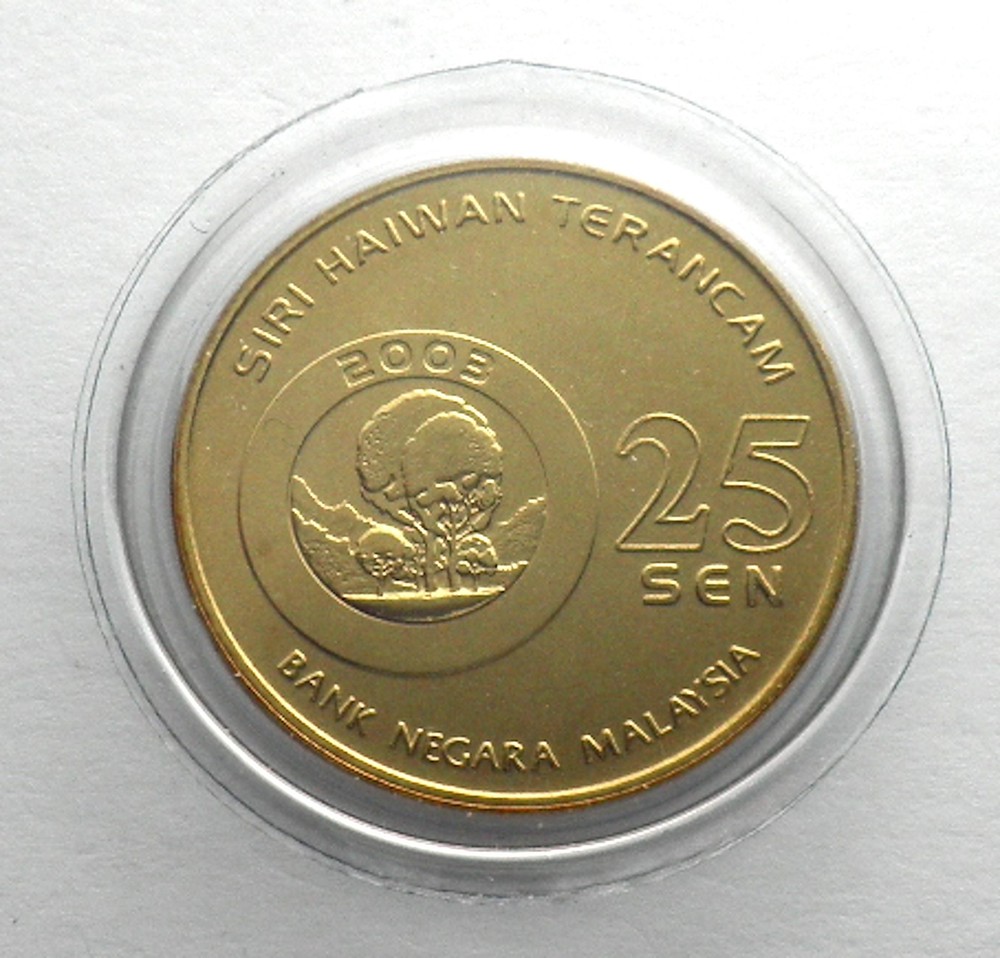 MALAYSIA 25 SEN 2003 UNC Endangered Species - Clouded Leopard, in Folder. BB26