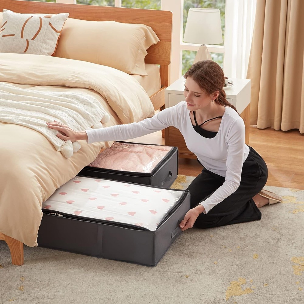 95L 4 Pack Under Bed Storage Containers, Large Capacity Blanket Storage Bags ...