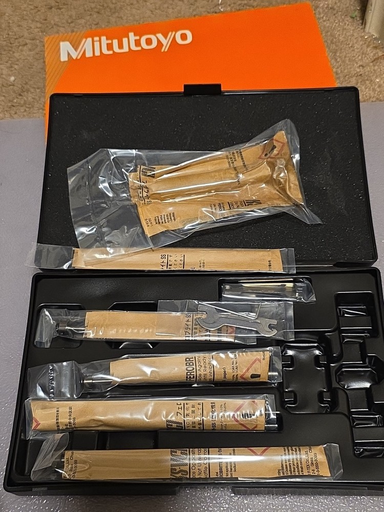 Mechanical Depth Micrometer: 4'' Range, 4 Rods, Satin Chrome Finish