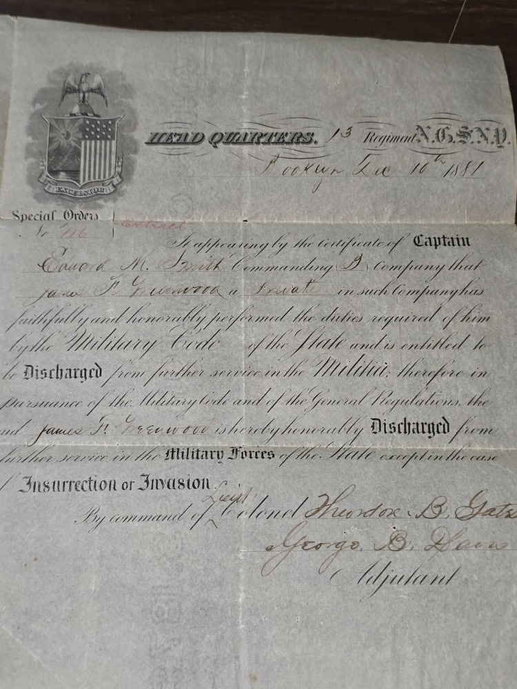 GAR Discharge Certificate for Edward M. Smith Dated 1881