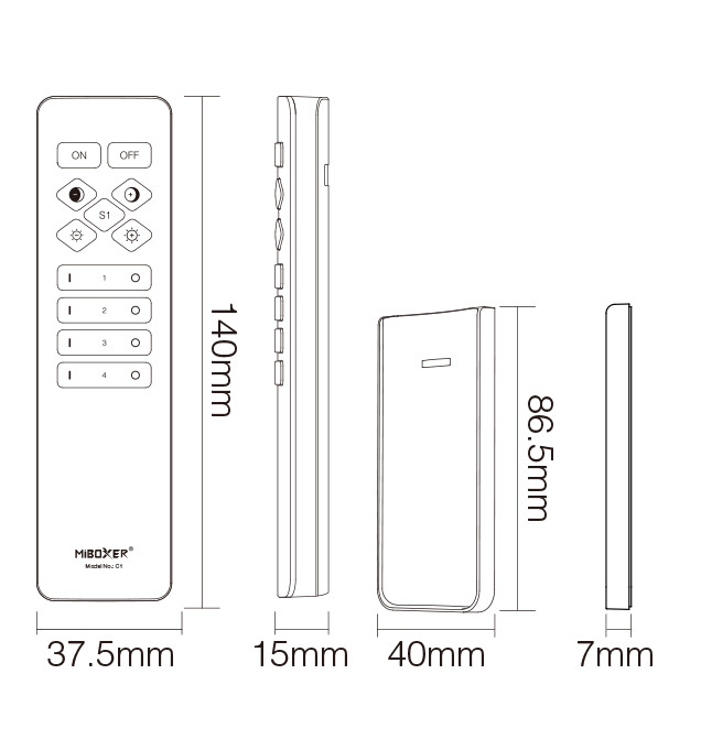 C1-W - 4-Zone Color Temperature Remote (CCT White Remote)
