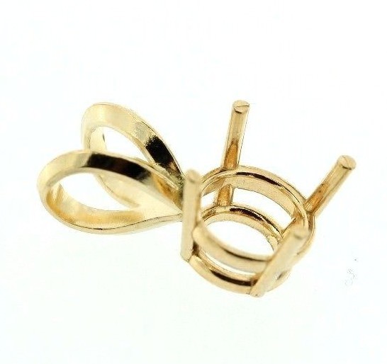 2mm - 12mm Round 14k White & Yellow Gold 4 Prong Pendant Setting 0.05ct - 5.00ct