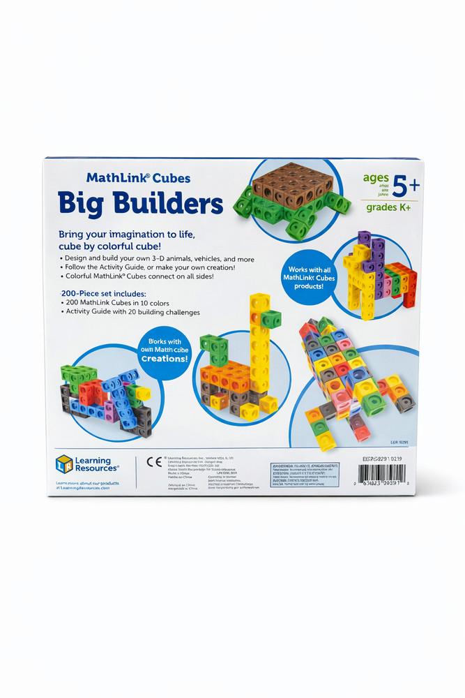 Learning Resources MathLink Cubes Big Builders 200 Piece STEM Toy Ages 5+
