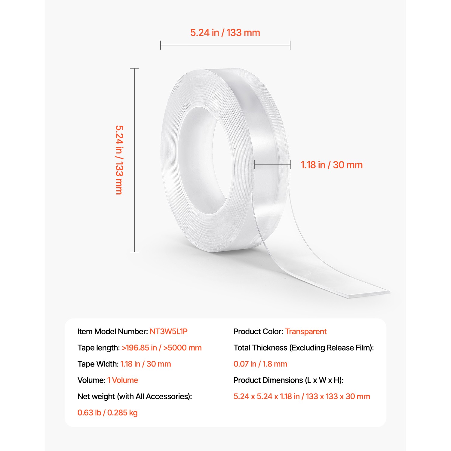 Double Sided Tape Heavy Duty 16 ft Long Nano Mounting Tape Clear Wall Car