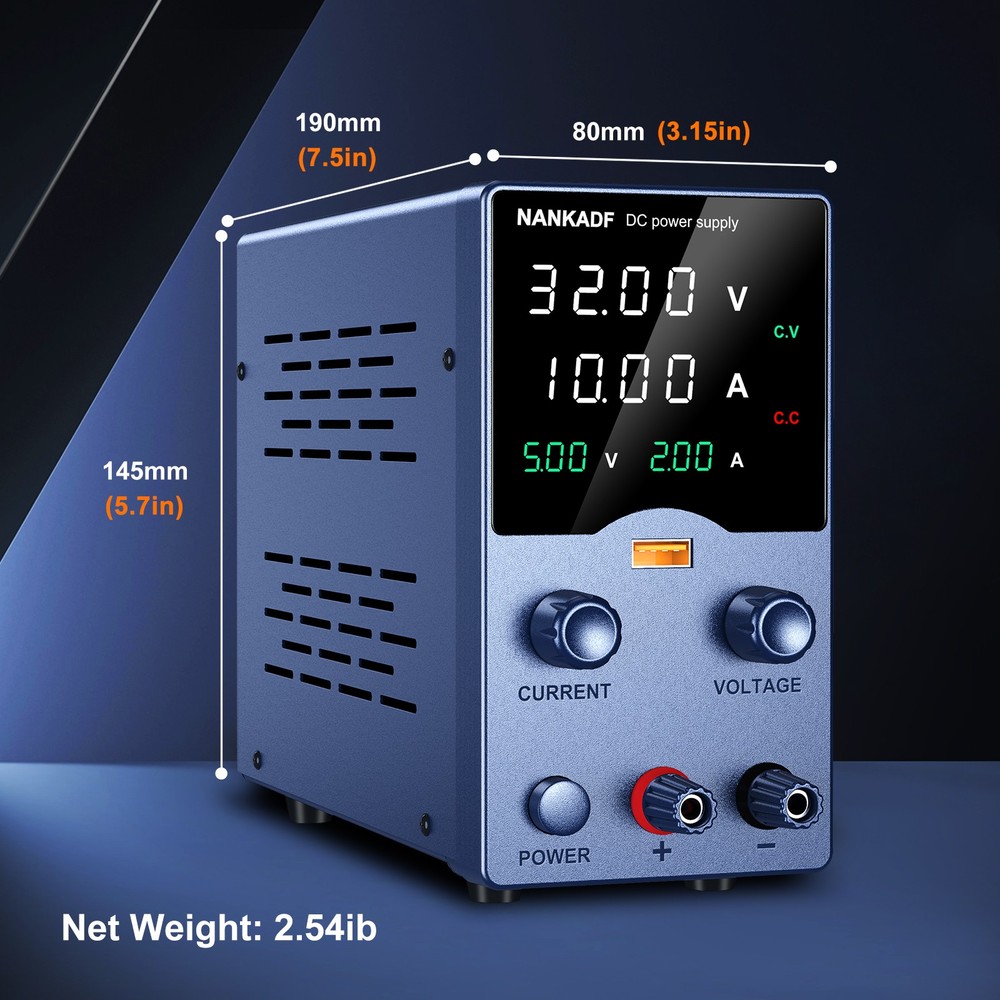 DC Adjustable 0-32V 0-10A Lab Power Supply Variable Programmable Bench Sources