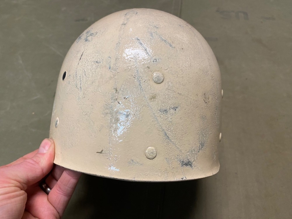 ORIGINAL WWII US ARMY M1 HELMET LINER-, ORIGINAL PAINT, LT MARKINGS