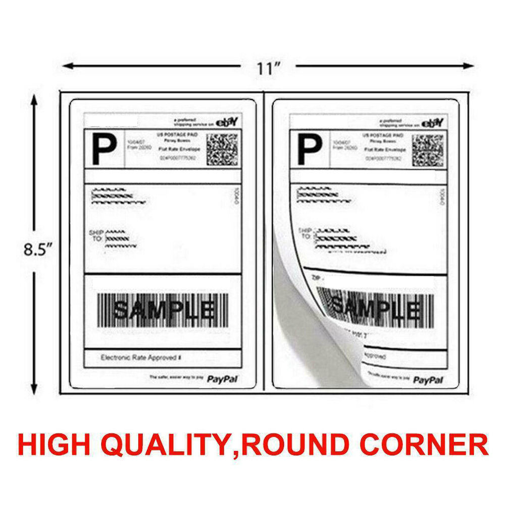 US 200 Shipping Labels 8.5 x 5.5 Rounded Corner Self Adhesive 2 Per Sheet Blank