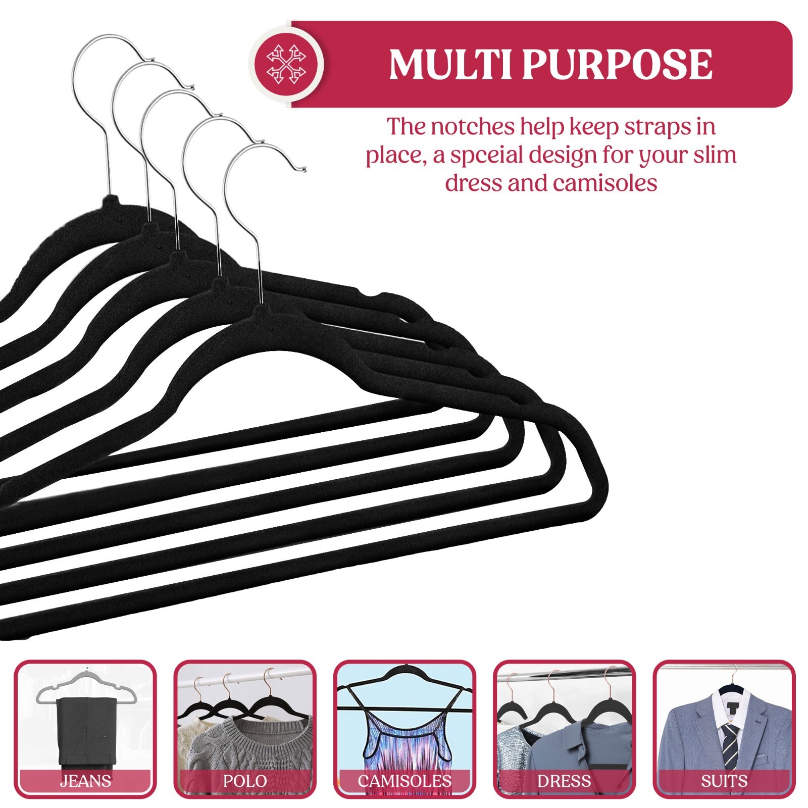 Velvet Hangers Flocked Clothes Heavy Duty Premium Non-Slip Hangers (30/50 Pack)