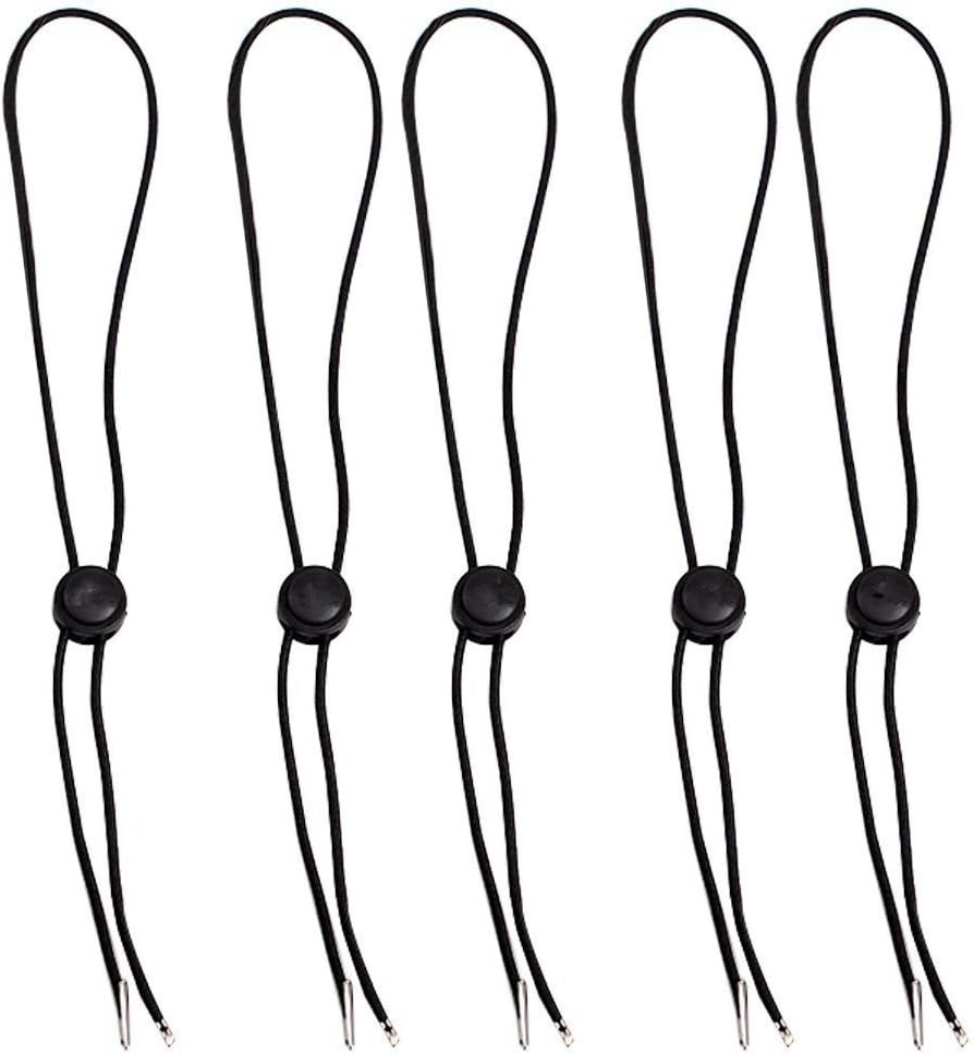 Hat Chin Cord, Black Flexible Removable Strap with Spring Loaded...