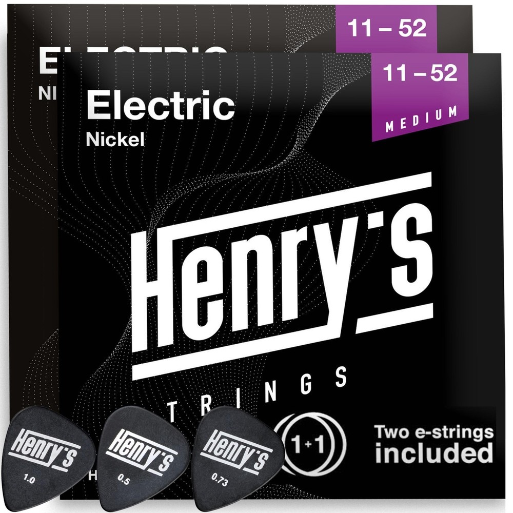 2-Pack Electric Guitar Strings - Extra E-1 String & 3 Picks - Perfect For Blu...